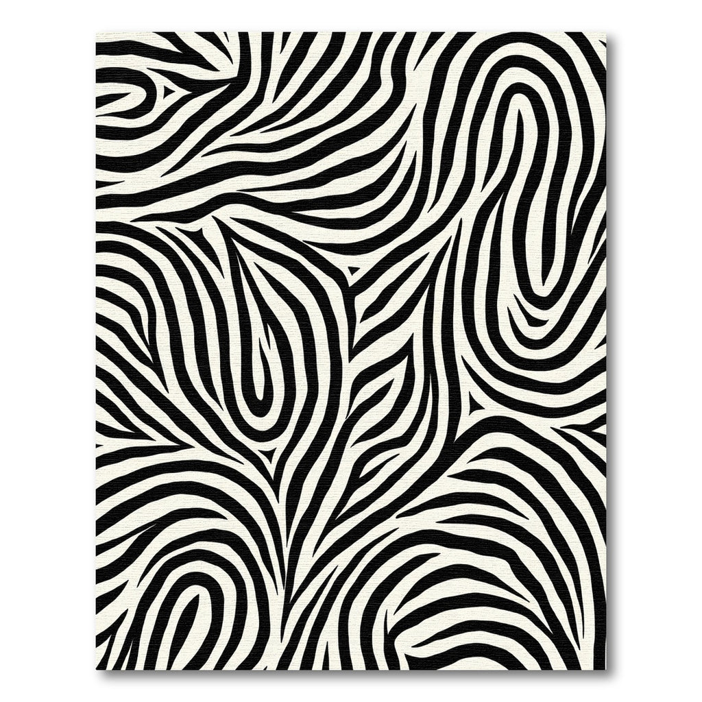 Striking Black Ivory Animal Waves Rug