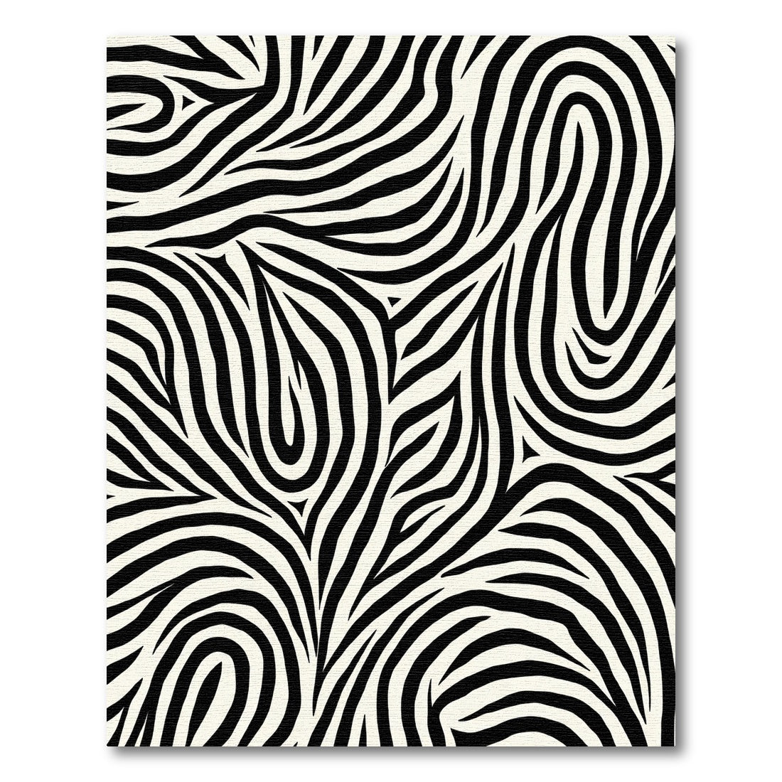 Striking Black Ivory Animal Waves Rug