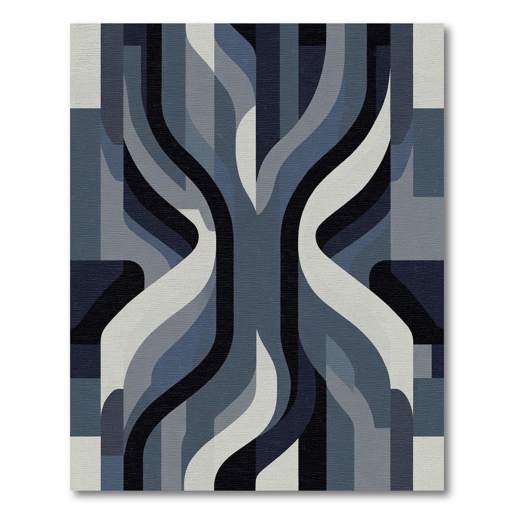 Dark Blue Gray Abstract Waves Rug