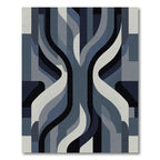 Dark Blue Gray Abstract Waves Rug