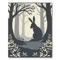 Monochromatic Forest Hare Silhouette Rug