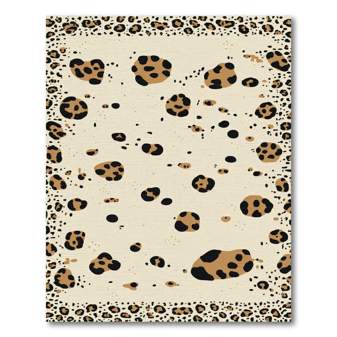 Cream Leopard Spot Border Rug
