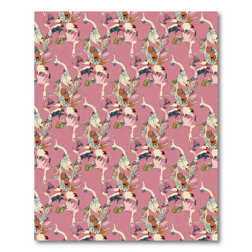 Pink Abstract Organic Floral Forms Rug