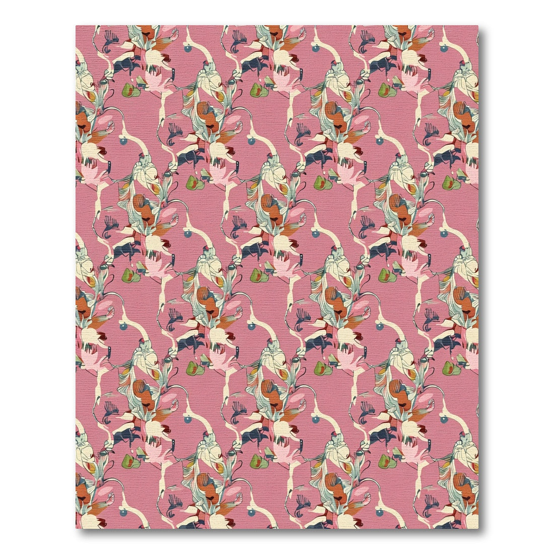 Pink Abstract Organic Floral Forms Rug
