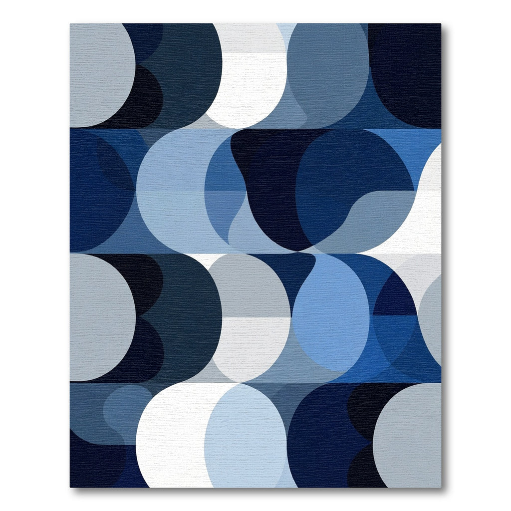 Modern Deep Blue Geometric Circles Rug