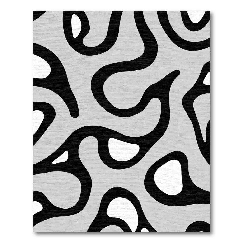 Modern Gray Black Organic Swirl Rug
