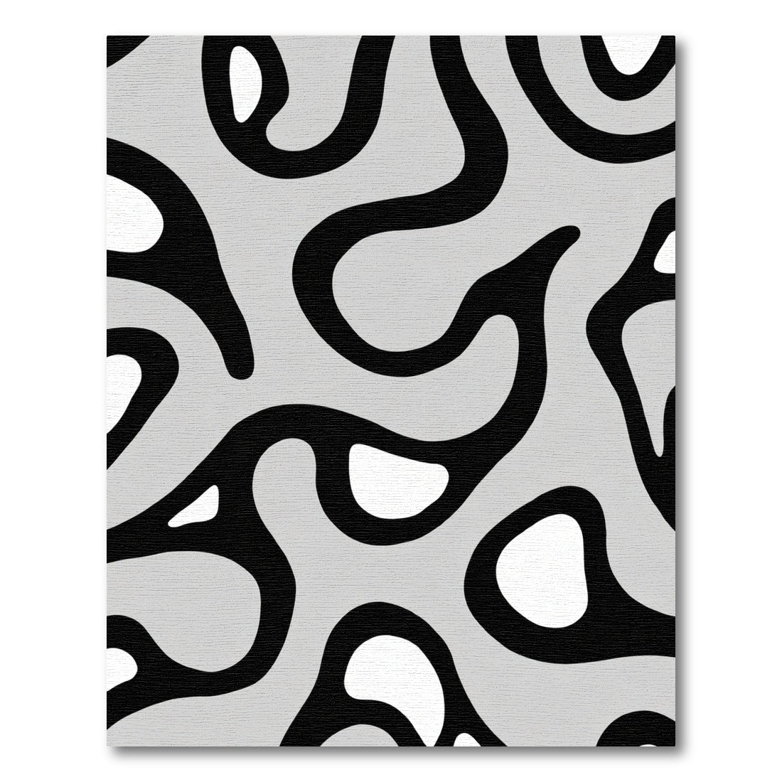 Modern Gray Black Organic Swirl Rug