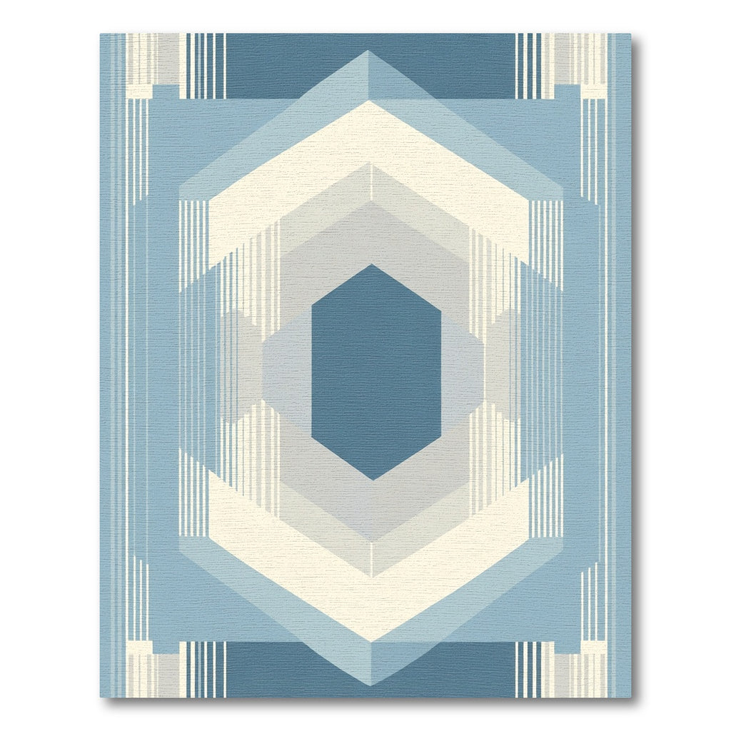 Geometric Sapphire Hexagon Layered Rug