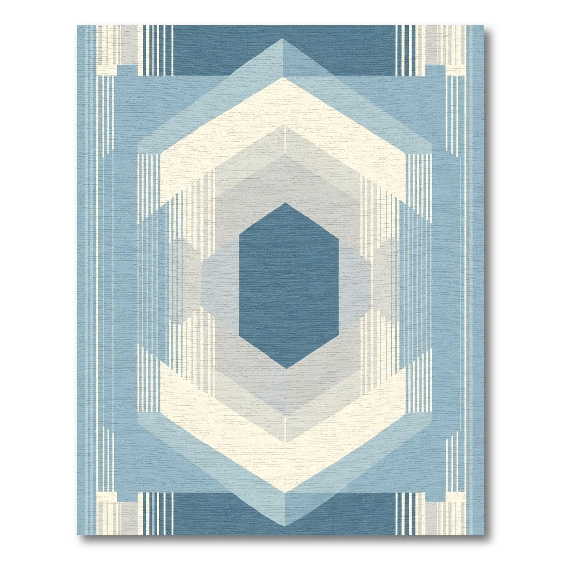 Geometric Sapphire Hexagon Layered Rug