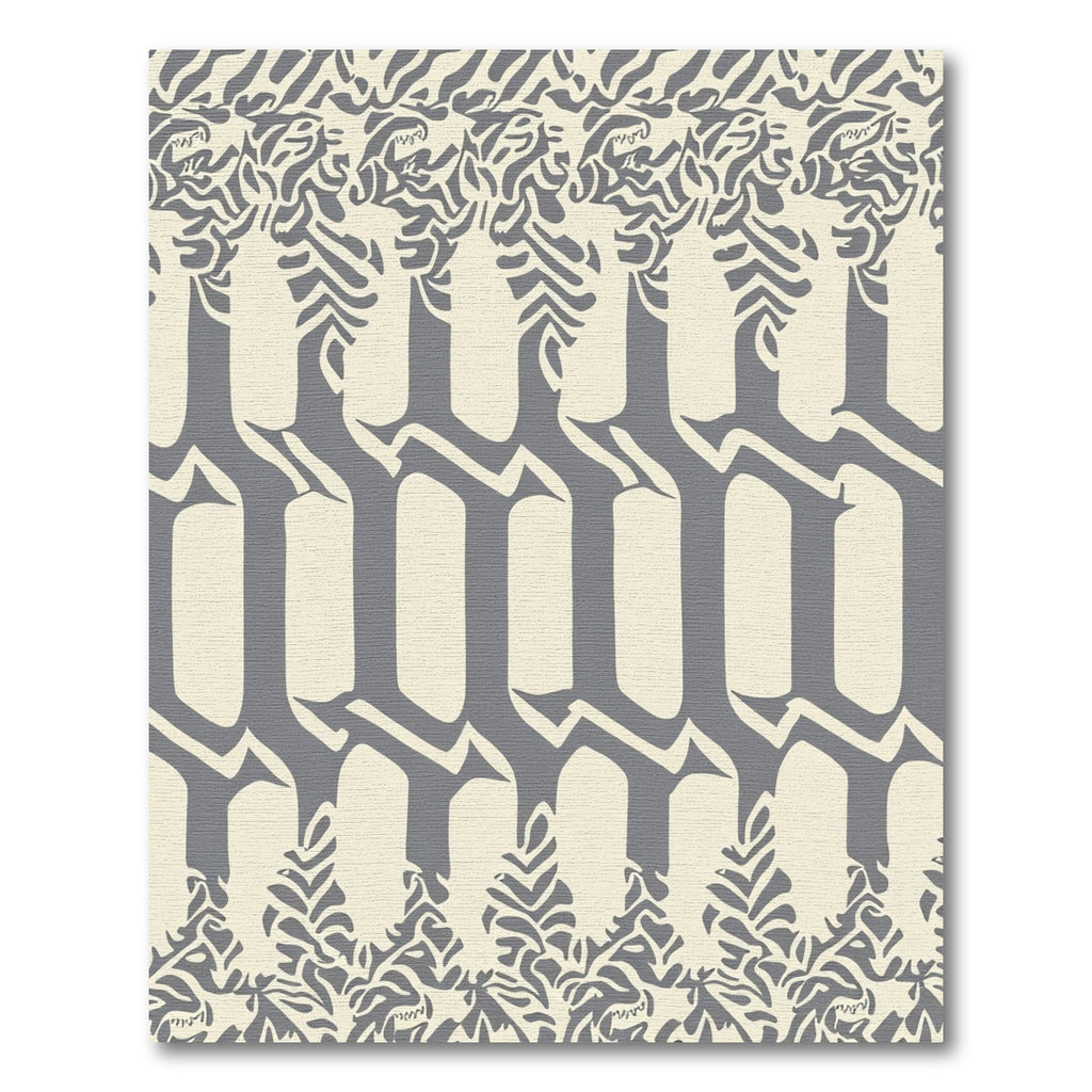 Gray and Cream Gothic Arch Stripe Rug