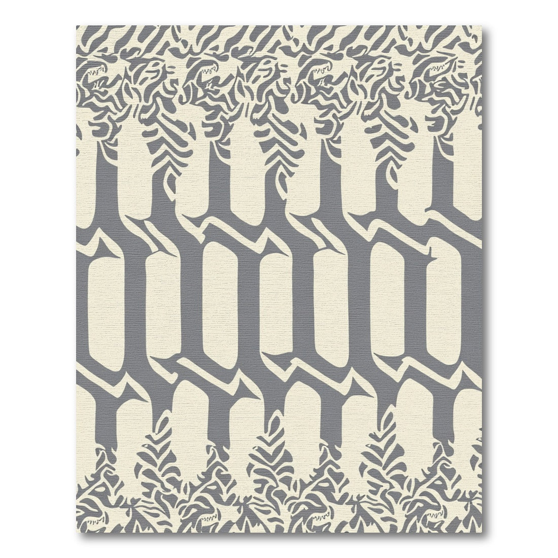 Gray and Cream Gothic Arch Stripe Rug