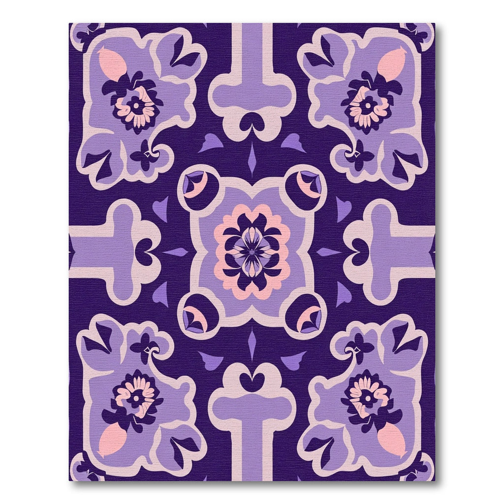 Ornate Amethyst Floral Tile Rug
