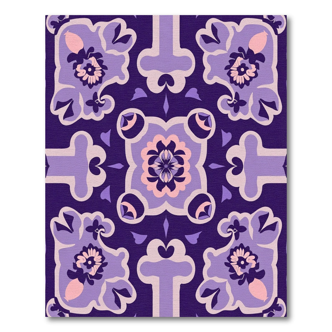Ornate Amethyst Floral Tile Rug