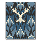 Cream Antlered Animal Blue Mountains Rug