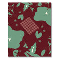 Deep Red Mint Foliage Heart Toss Rug
