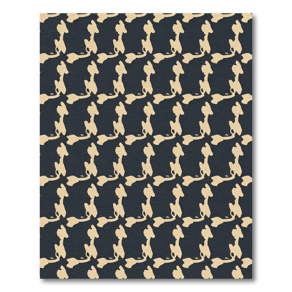Abstract Cream Black Interlocking Shape Rug