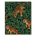 Vibrant Orange Tigers Lush Green Jungle Rug