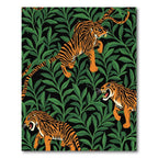 Vibrant Orange Tigers Lush Green Jungle Rug