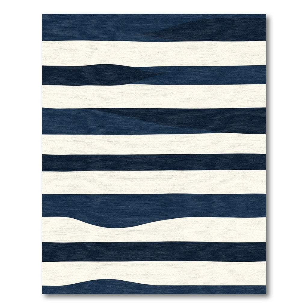 Deep Blue Wave Striped Rug