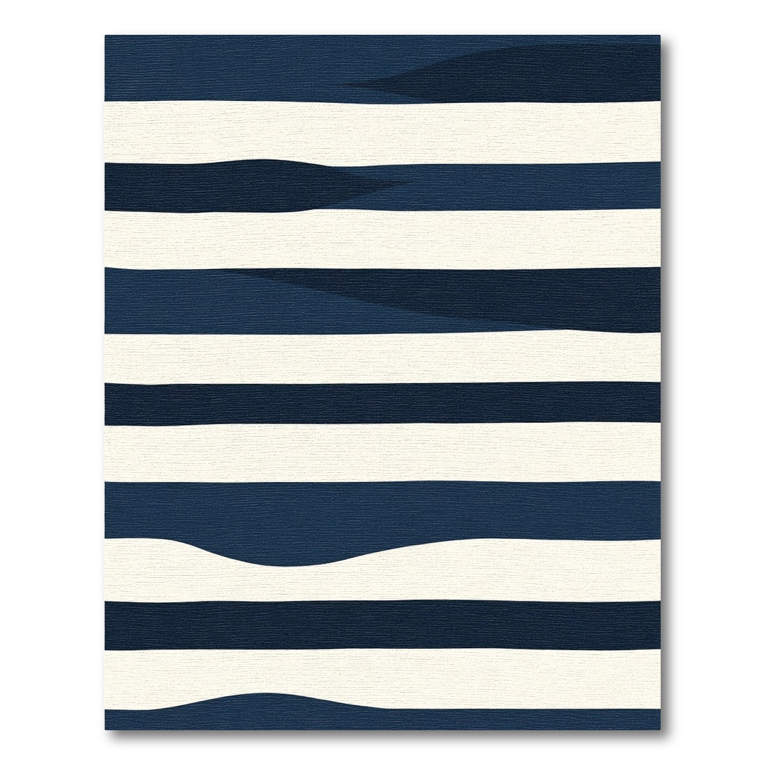 Deep Blue Wave Striped Rug