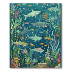 Oceanic Sharks Coral Reef Life Rug