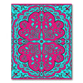Vibrant Magenta Teal Floral Symmetry Rug