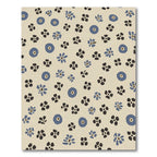 Cream Blue Black Floral Scatter Rug