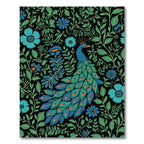 Peacock Emerald Black Floral Garden Rug