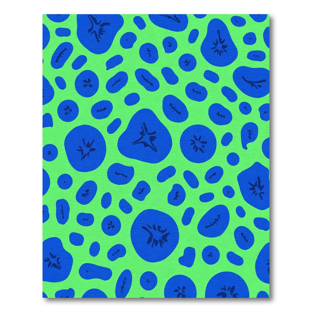 Artistic Blue Amoeba Lime Green Rug