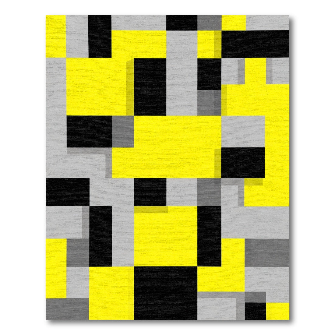 Modern Geometric Blocks Yellow Black Gray Rug