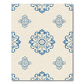 Blue Floral Mandala Cream Background Rug
