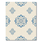 Blue Floral Mandala Cream Background Rug