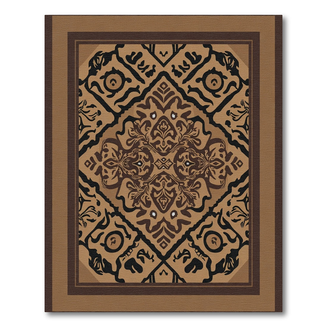Rustic Earth Tones Abstract Medallion Rug