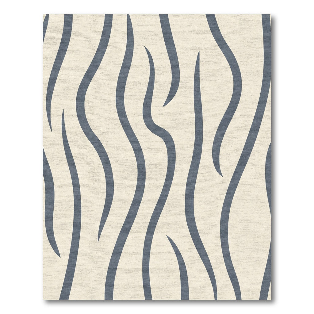 Cream Blue Wavy Stripe Composition Rug