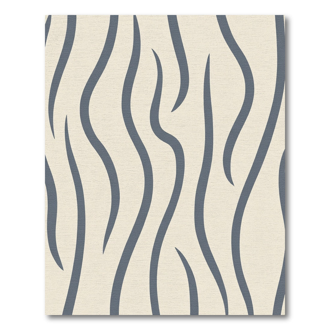 Cream Blue Wavy Stripe Composition Rug