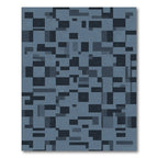 Abstract Blue Gray Geometric Layout Rug