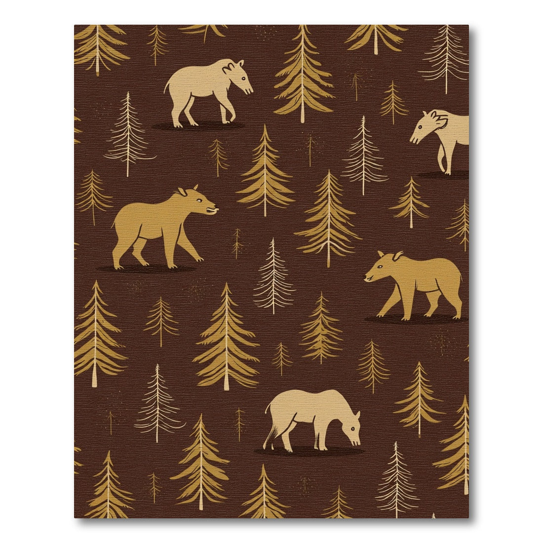 Golden Forest Animals Trees Rug