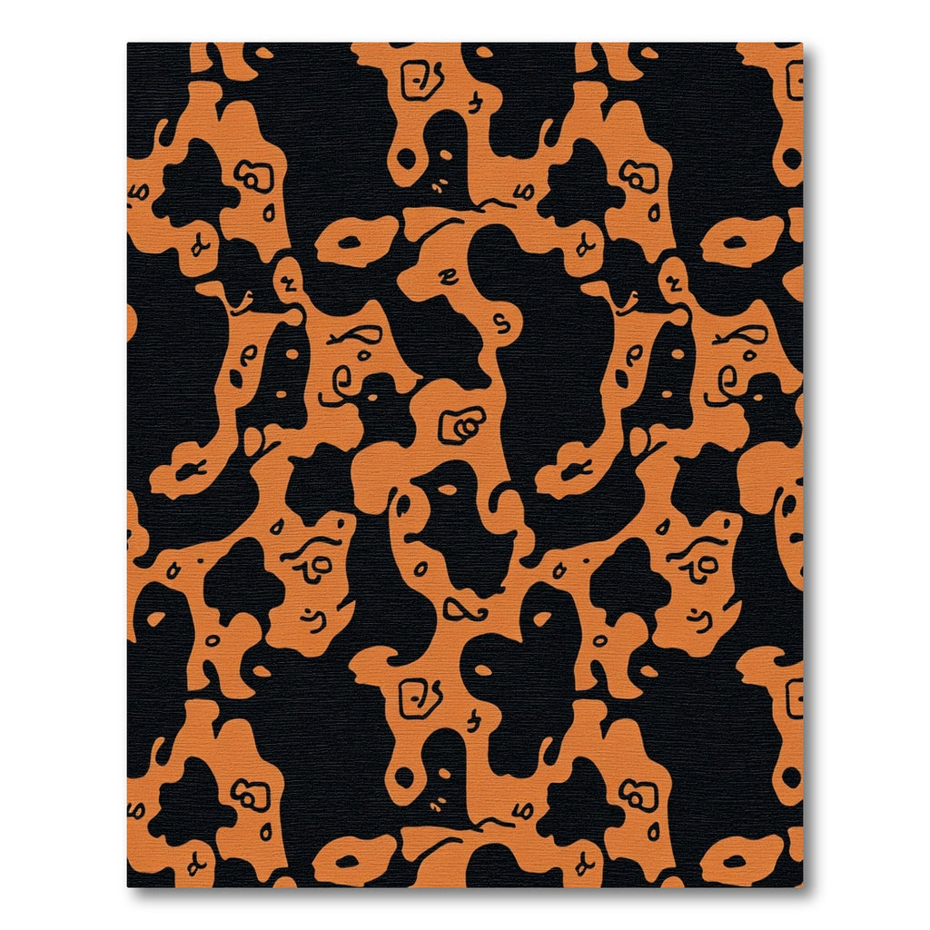 Orange Black Amoeba Abstract Shapes Rug