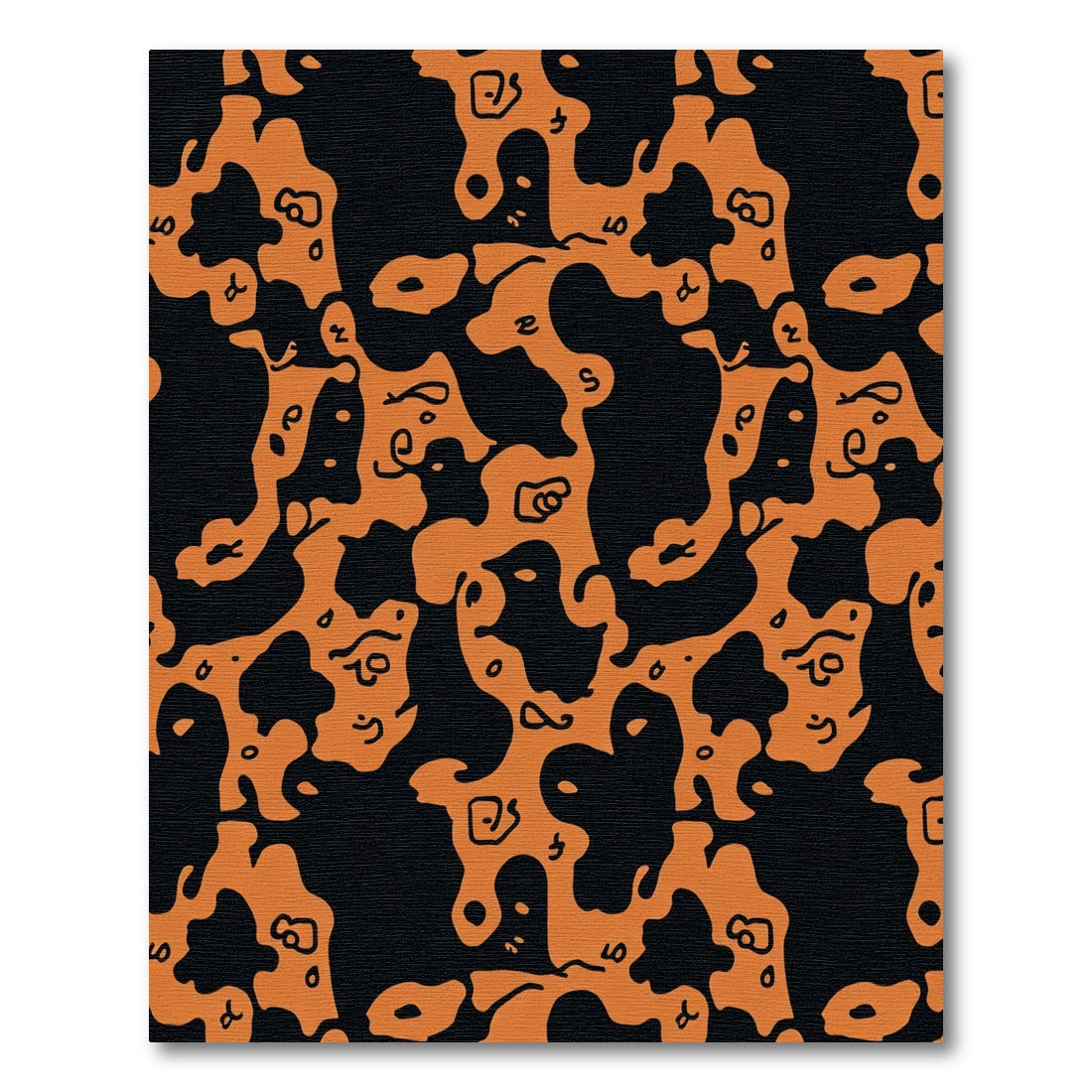 Orange Black Amoeba Abstract Shapes Rug