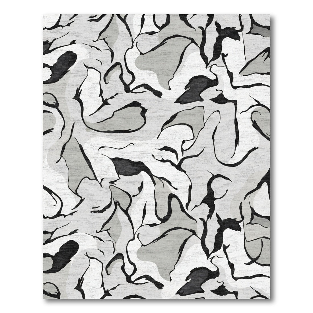 Monochrome Abstract Flow Organic Shapes Rug