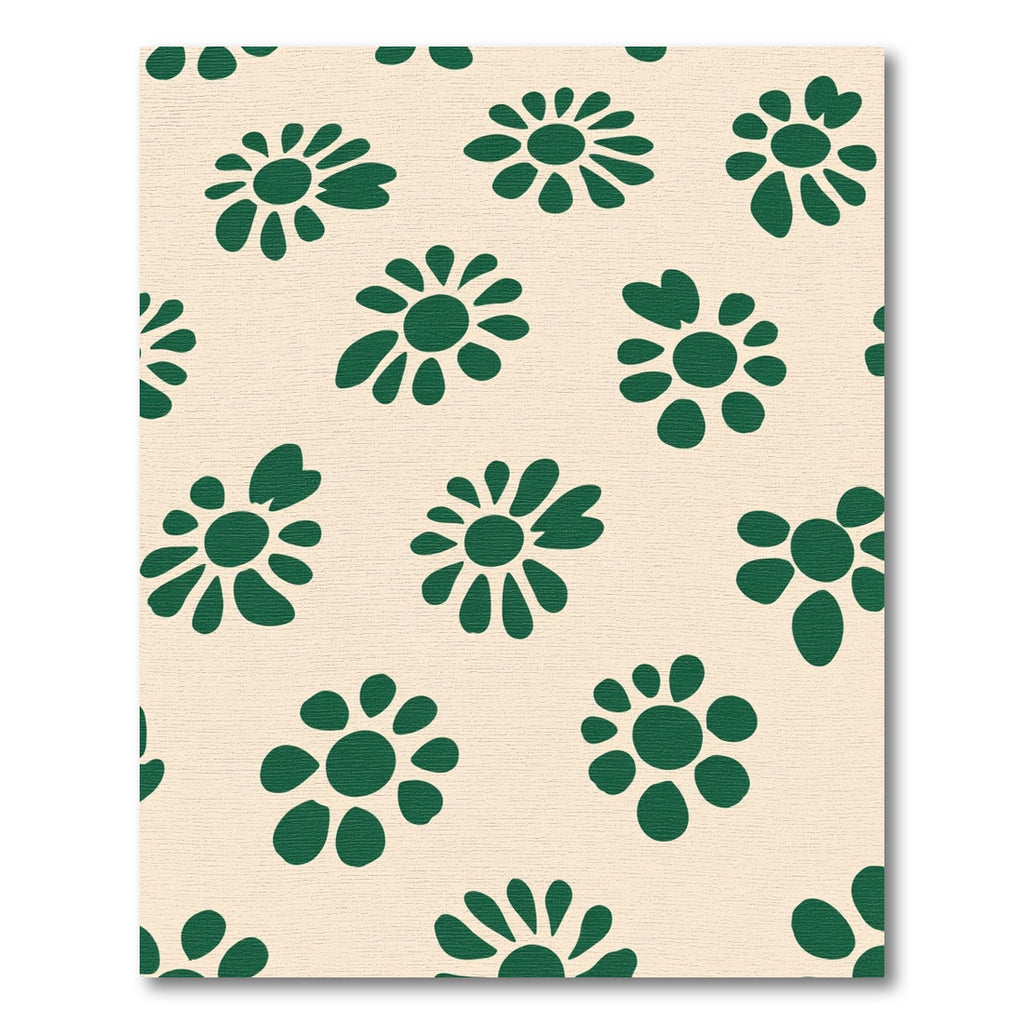 Forest Green Daisy Blooms Cream Rug