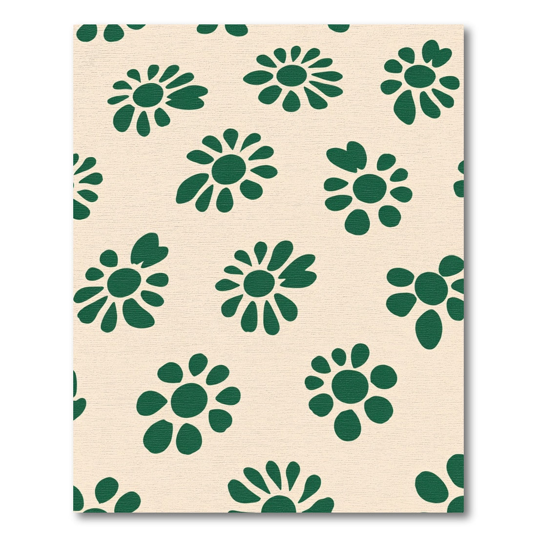 Forest Green Daisy Blooms Cream Rug