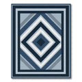 Deep Blue Geometric Diamond Layered Rug