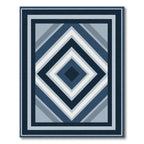 Deep Blue Geometric Diamond Layered Rug