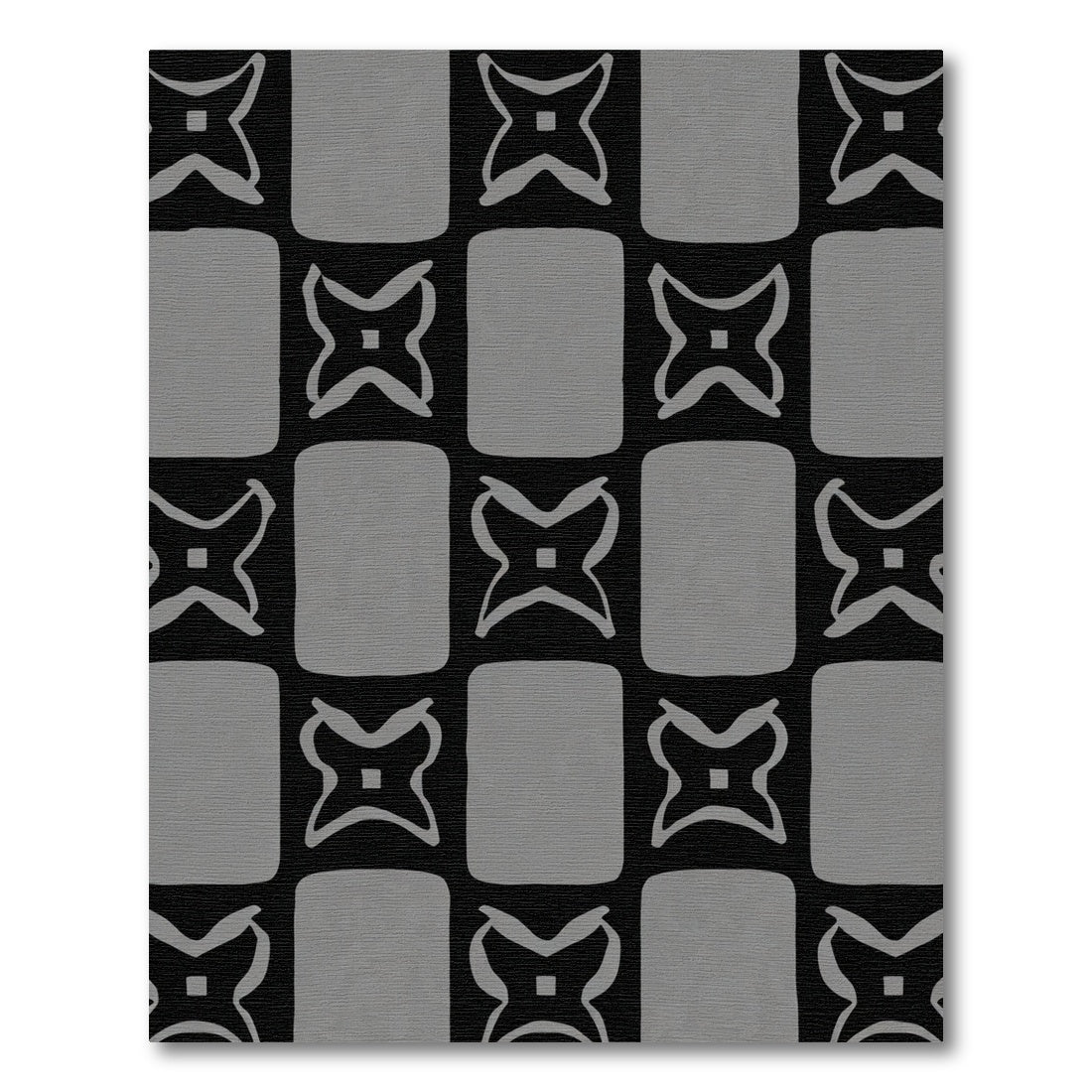 Monochrome Interlocking Square Motif Rug
