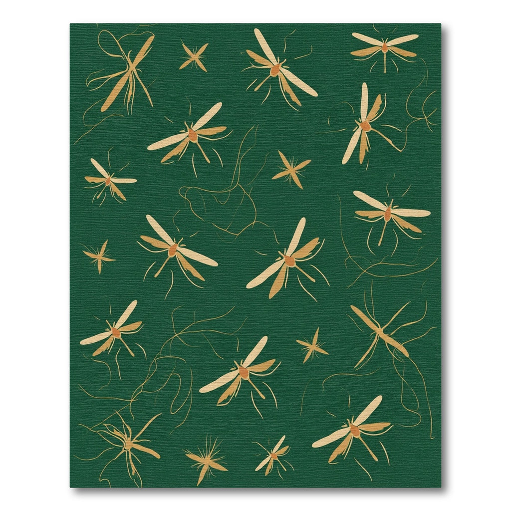 Golden Dragonflies Emerald Green Whimsy Rug