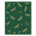 Golden Dragonflies Emerald Green Whimsy Rug