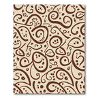 Brown Swirl Playful Faces Cream Background Rug