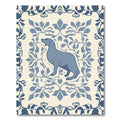 Blue Canine Floral Damask Rug