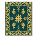 Golden Floral Border on Teal Canvas Rug